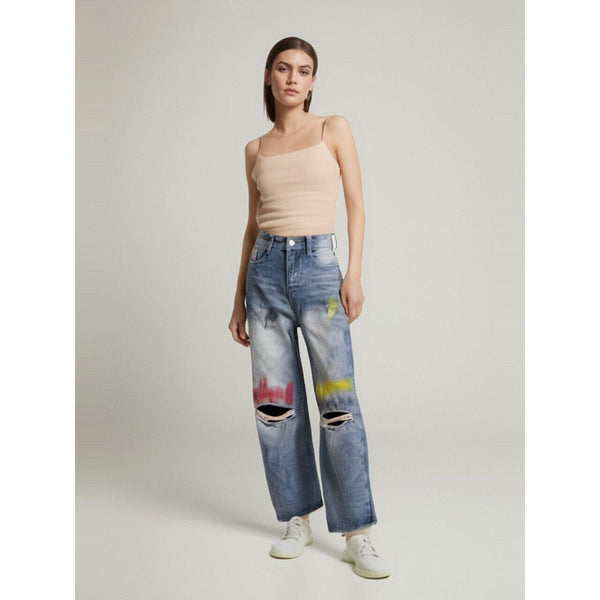 The Pastel High-Waisted Distressed Denim Pants 0 SA Styles 