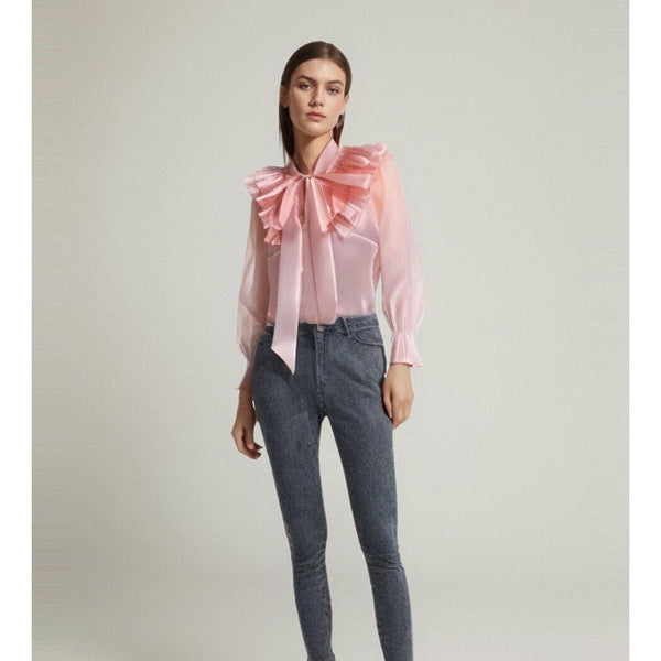 The Dorothea Bowknot Long Sleeve Ruffles Shirt - Multiple Colors SA Formal 