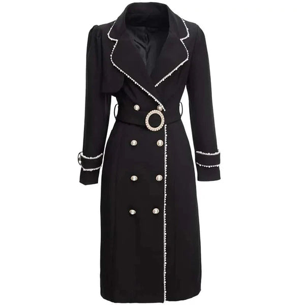 The Demetria Long Sleeve Trench Coat Saint Ashley Black S 