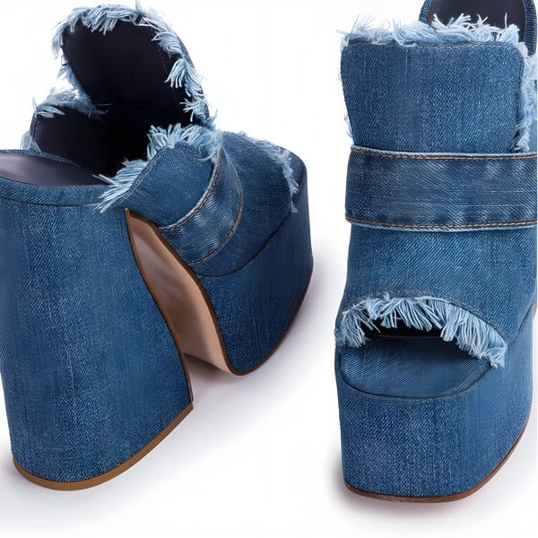 The Denim Open Toe Platform Sandals 0 SA Styles 