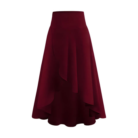 The Greta Long Loose Fit Skirt - Multiple Colors SA Formal Wine Red S 