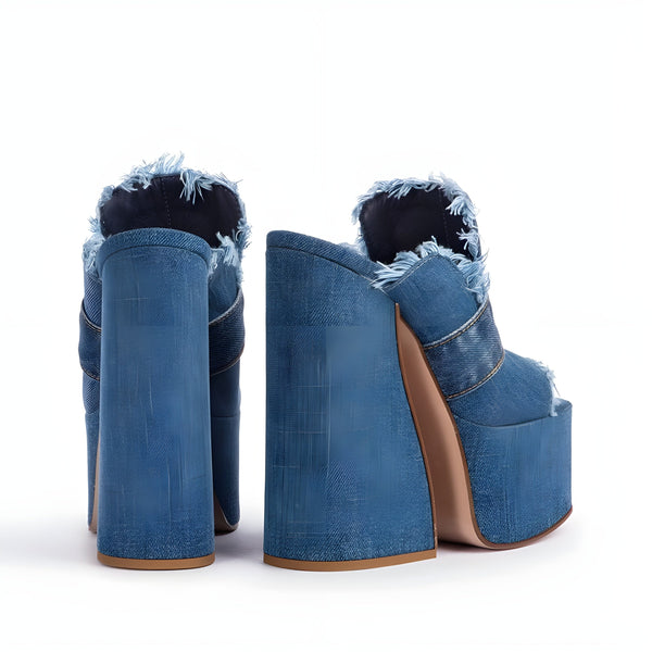 The Denim Open Toe Platform Sandals 0 SA Styles 