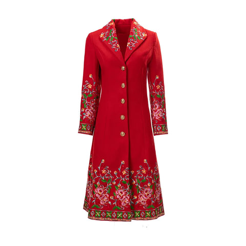 The Petuna Long Sleeve Embroidered Overcoat Saint Ashley 