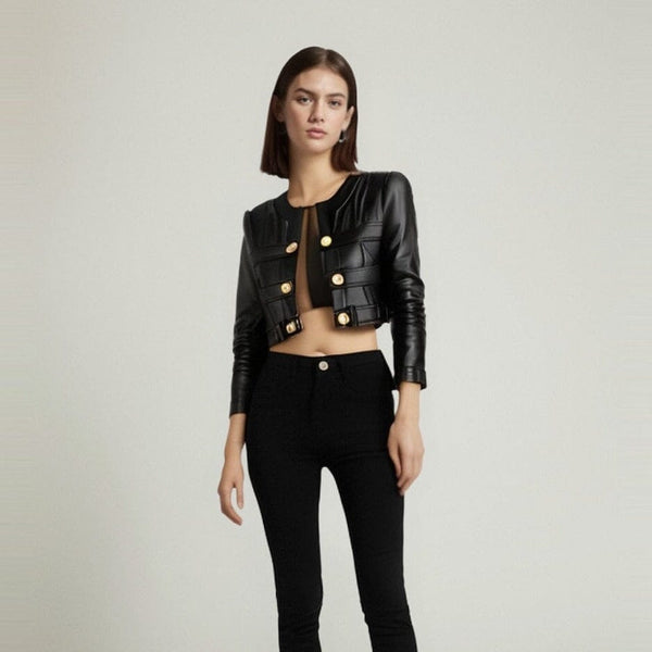 The Rochelle Faux Leather Cropped Moto Jacket 0 SA Styles 