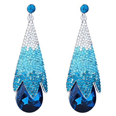 The Haley Crystal Drop Earrings - Multiple Colors Luke + Larry Sky Blue 